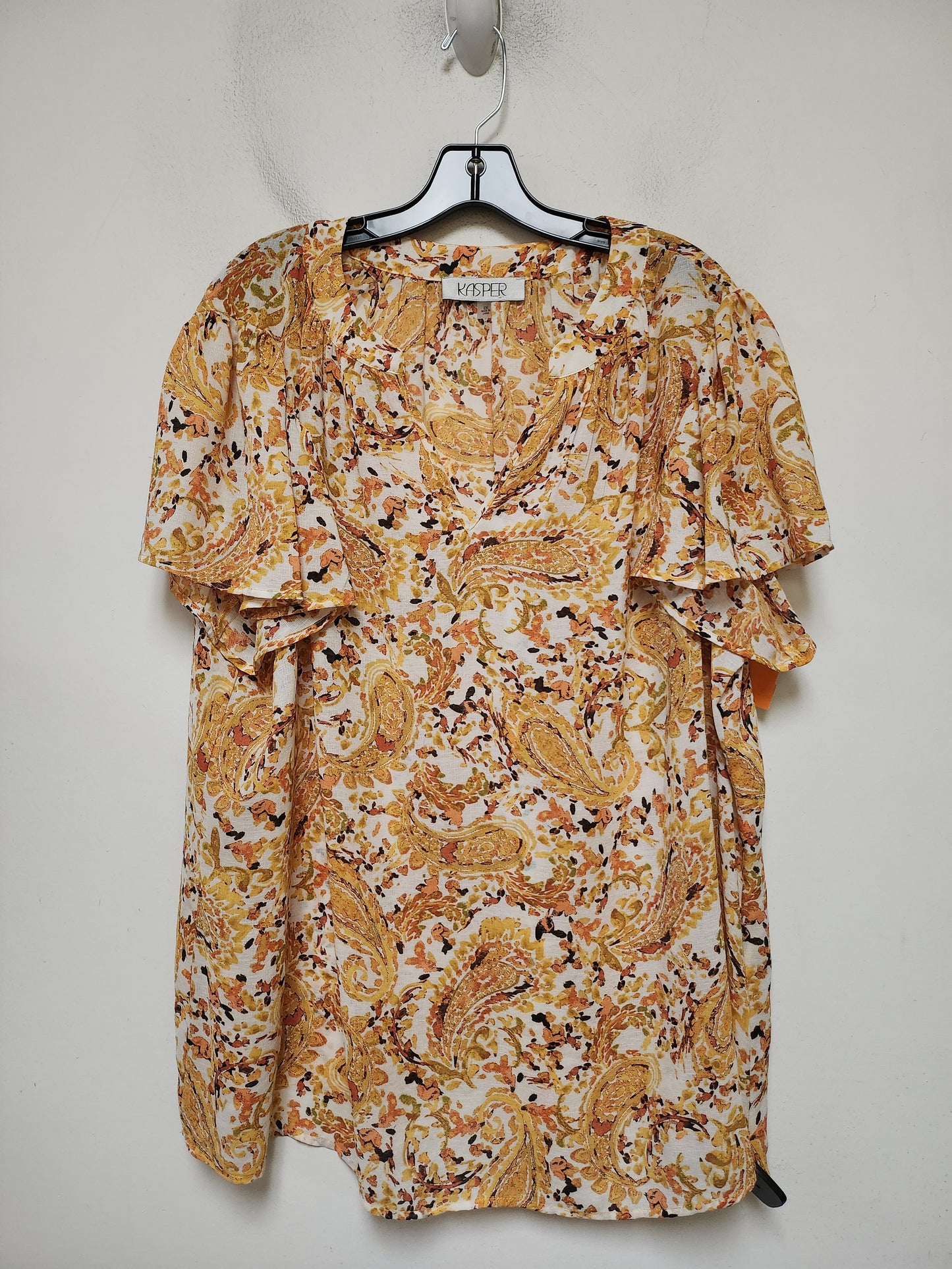 Top Short Sleeve By Kasper In Yellow, Size: 2x