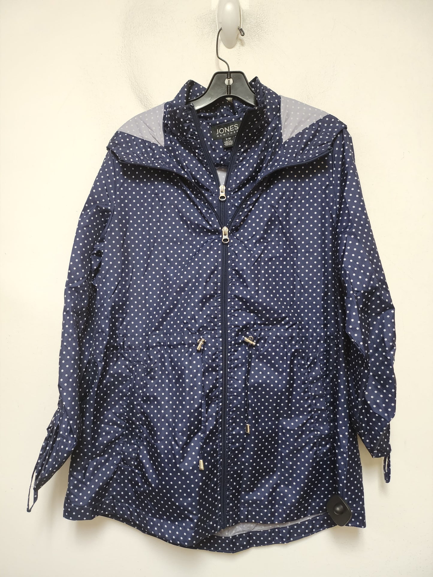 Jacket Windbreaker By Jones New York In Polkadot Pattern, Size: M