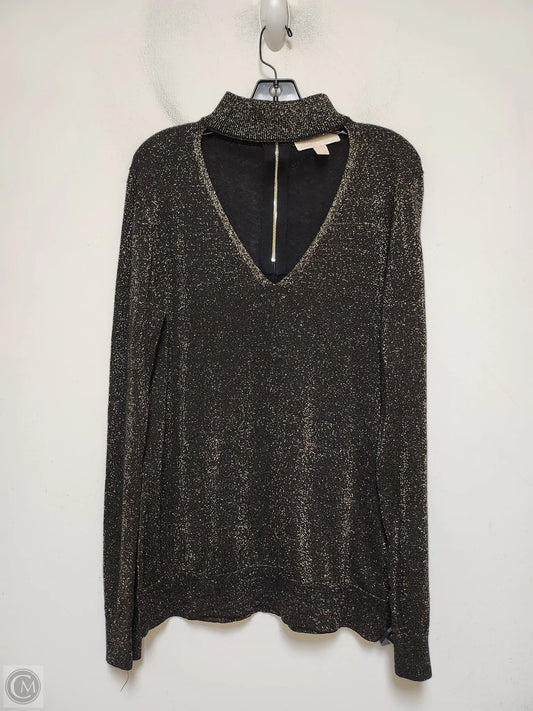 Top Long Sleeve By Michael By Michael Kors In Black & Gold, Size: Xl