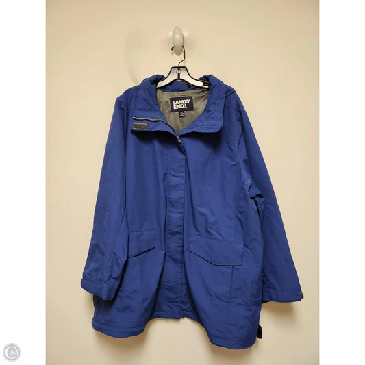 Jacket Windbreaker By Lands End In Blue, Size: 3x