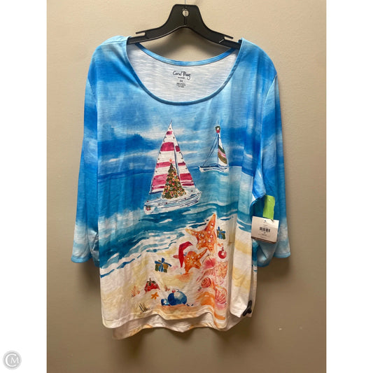 Top Short Sleeve By Coral Bay In Blue, Size: 3x