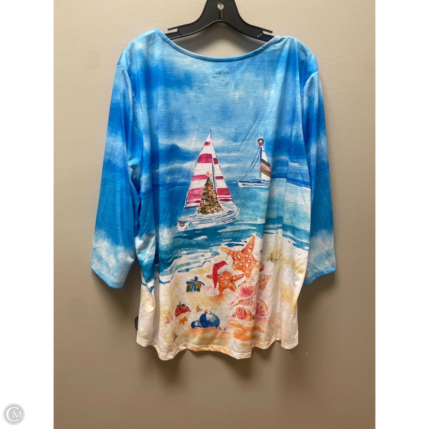 Top Short Sleeve By Coral Bay In Blue, Size: 3x