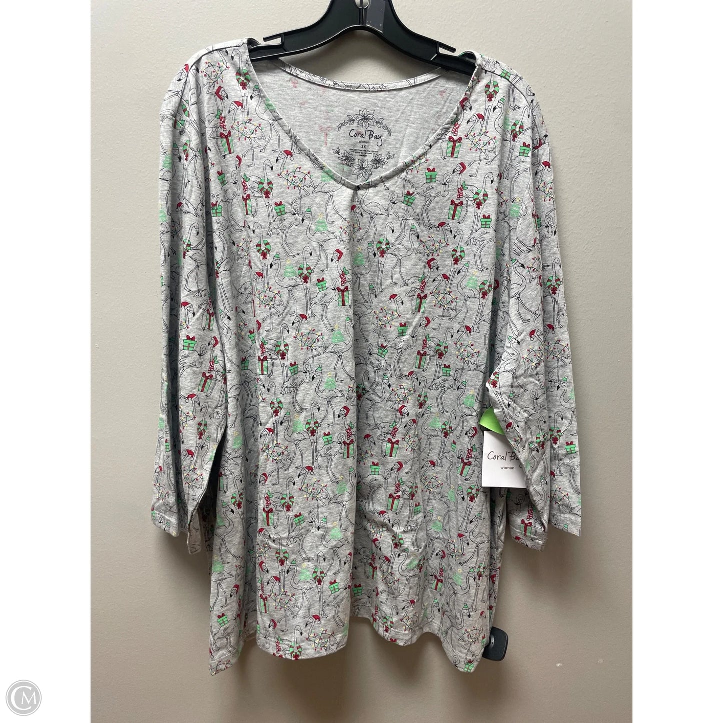 Top Short Sleeve By Coral Bay In Grey, Size: 3x