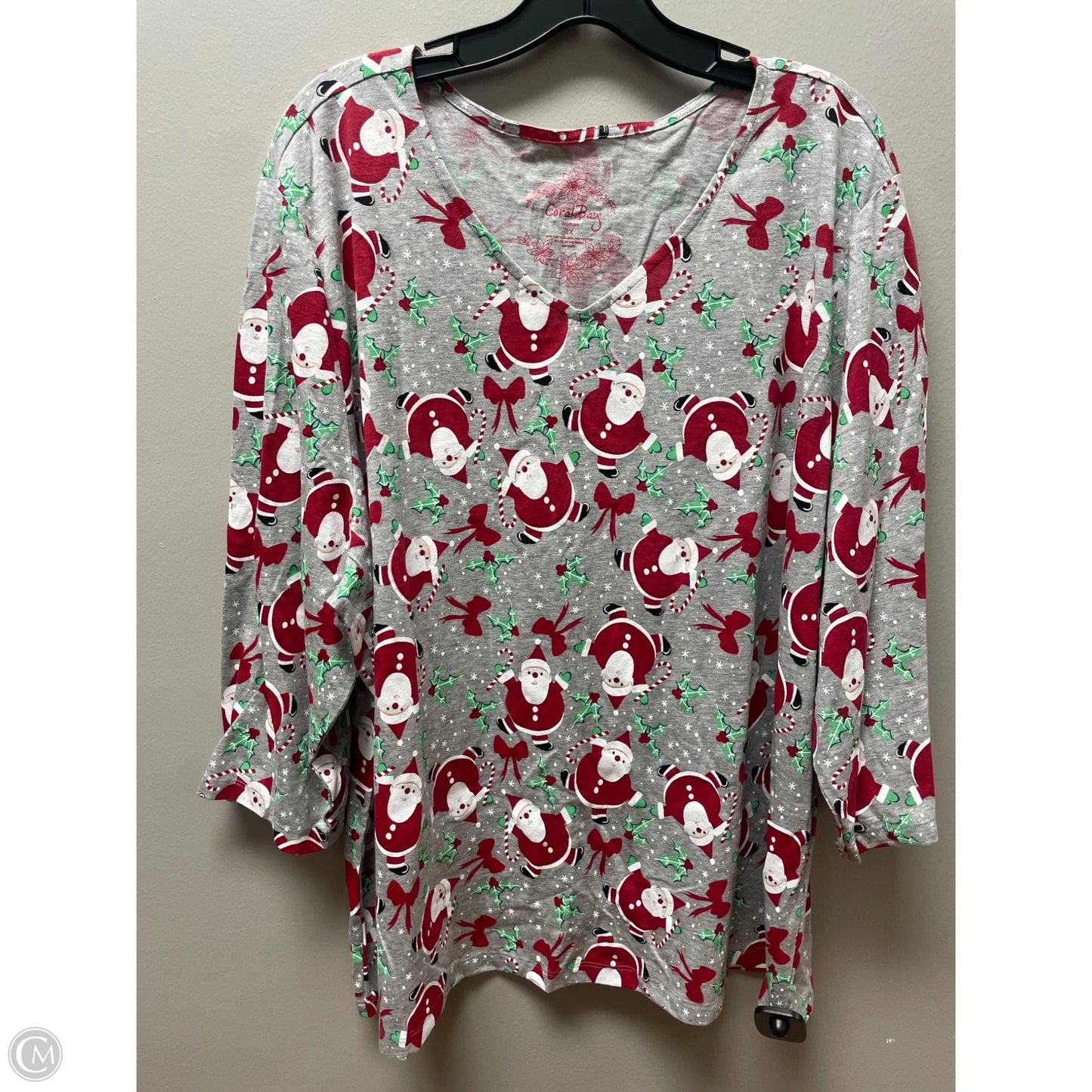 Top Short Sleeve By Coral Bay In Grey, Size: 3x