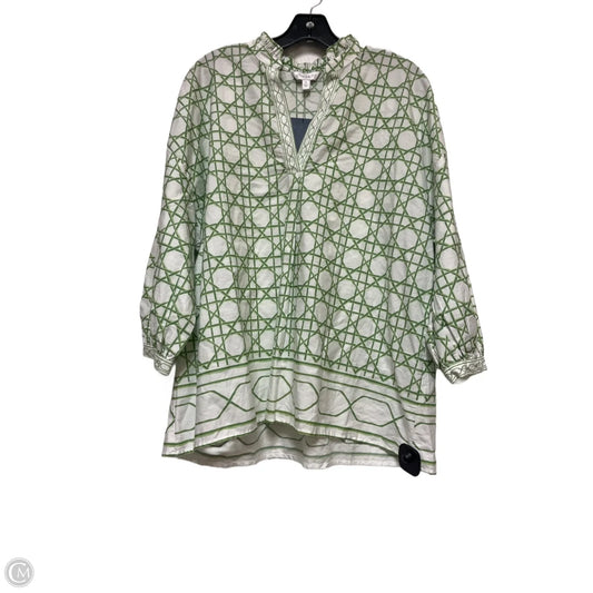 Top Long Sleeve By Crown And Ivy In Green & White, Size: Xl