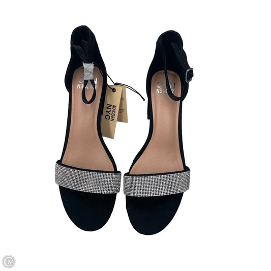 Sandals Heels Block By Madden Nyc In Black & Silver, Size: 9
