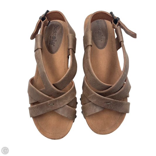 Sandals Heels Wedge By Bussola In Brown, Size: 8