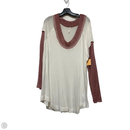 Top Long Sleeve By Free People In Pink & White, Size: Xl