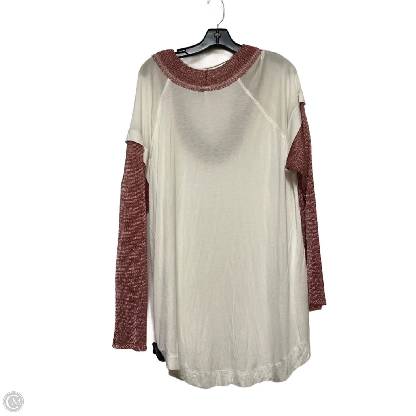 Top Long Sleeve By Free People In Pink & White, Size: Xl