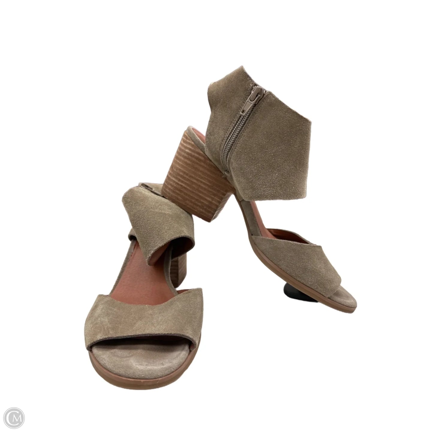 Sandals Heels Block By Lucky Brand In Taupe, Size: 8