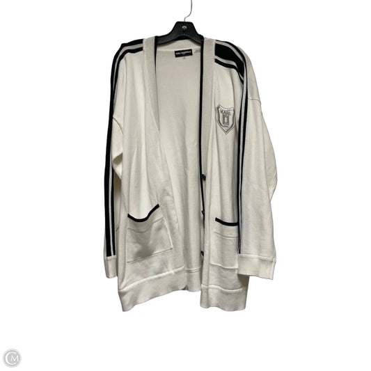 Cardigan Designer By Karl Lagerfeld In Black & Yellow, Size: L