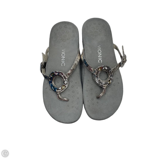 Sandals Flats By Vionic In Grey, Size: 8