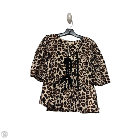 Top Short Sleeve By Monteau In Animal Print, Size: Xl