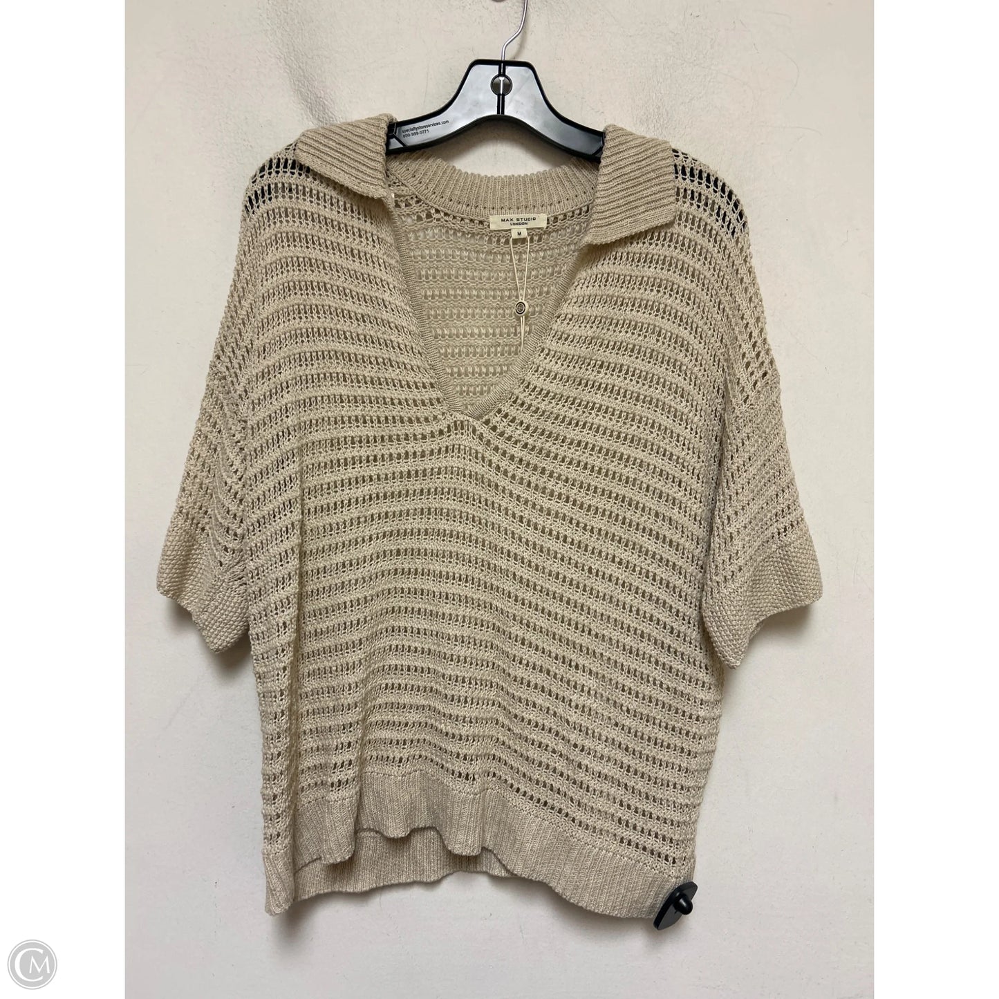 Sweater Short Sleeve By Max Studio In Tan, Size: M