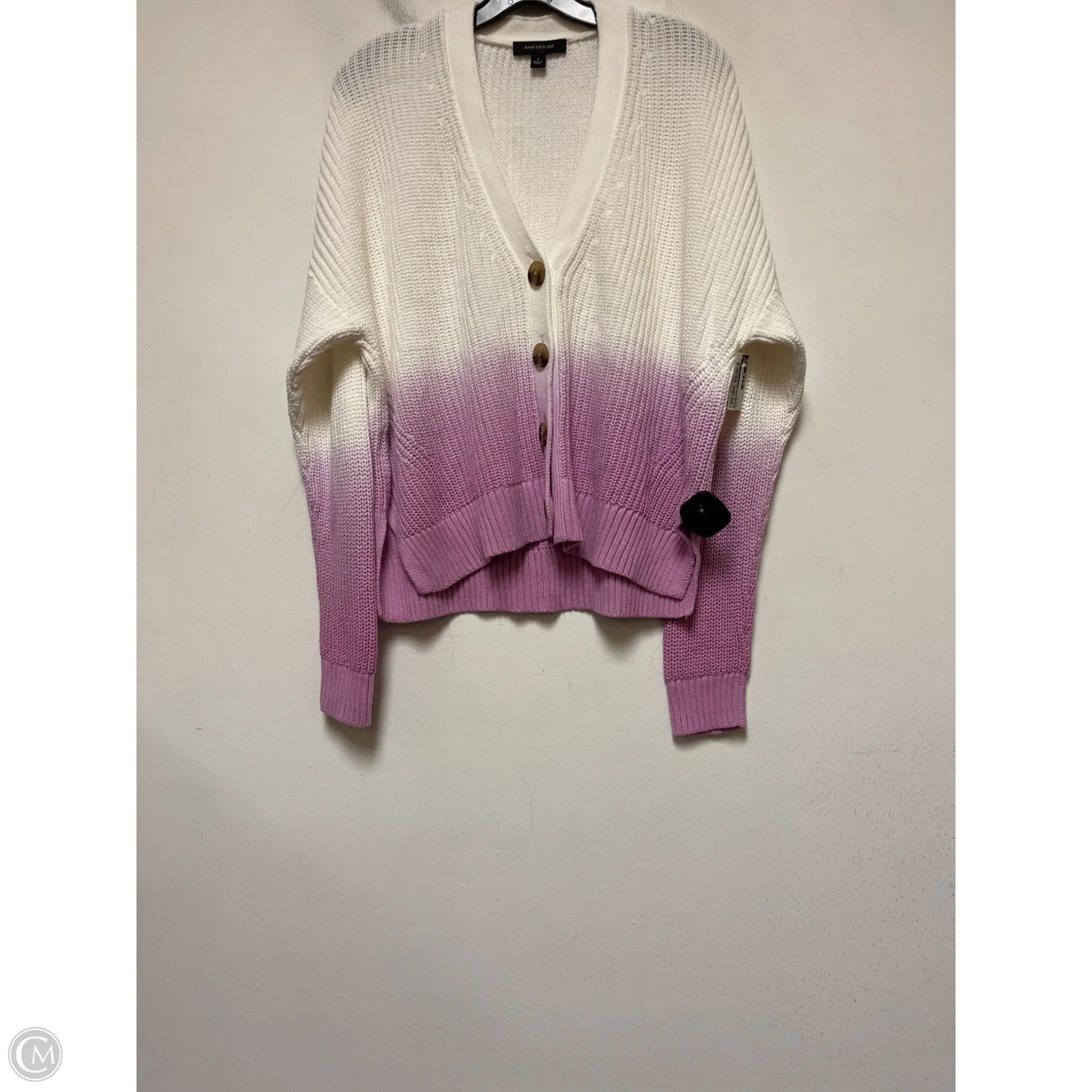Sweater By Ann Taylor In Pink & White, Size: M