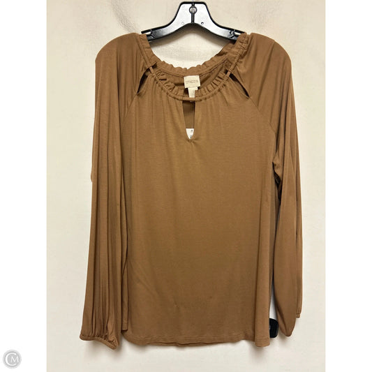 Top Long Sleeve Basic By Chicos In Brown, Size: M