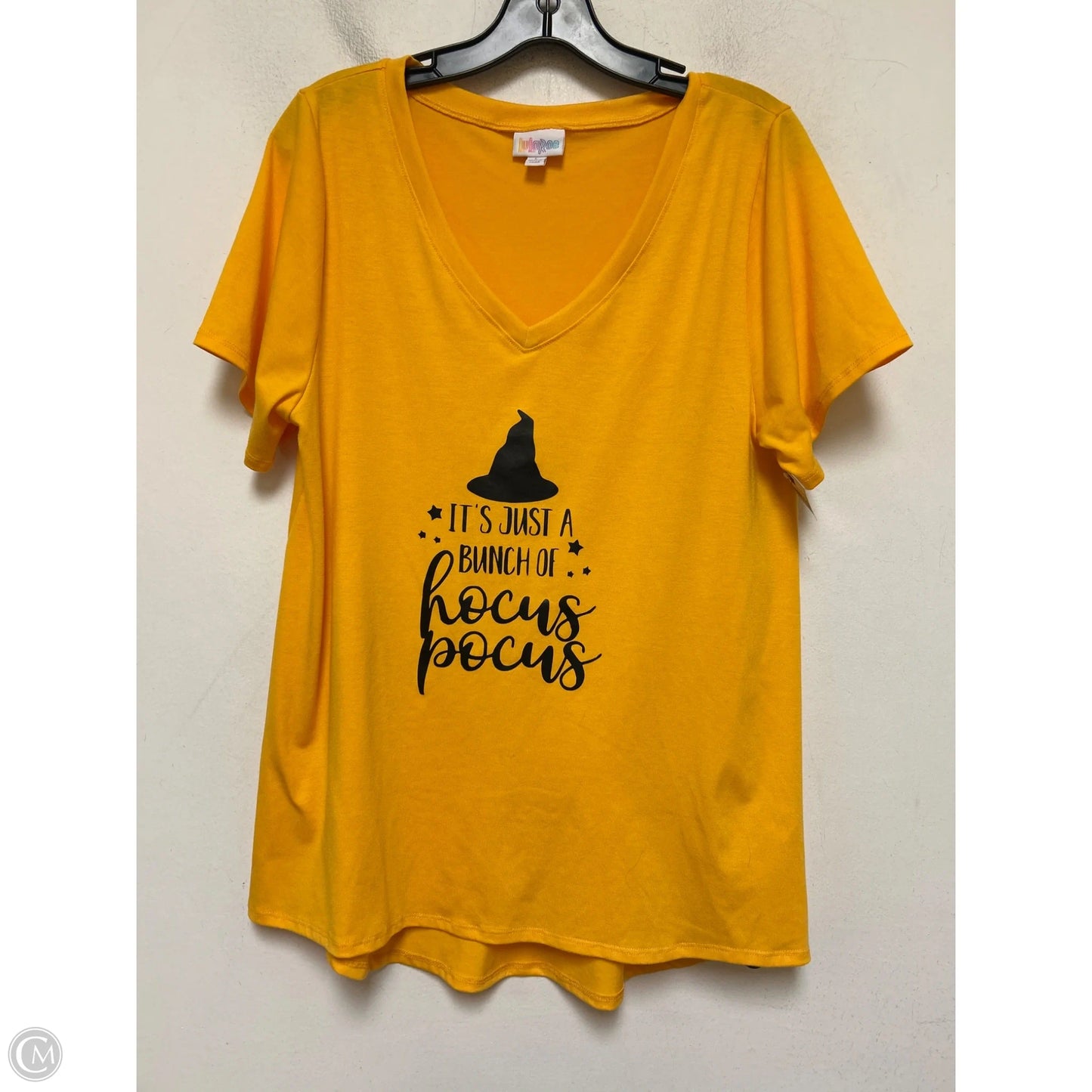 Top Short Sleeve Basic By Lularoe In Black & Orange, Size: L