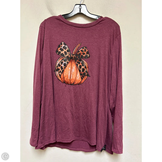 Top Long Sleeve By Clothes Mentor In Maroon, Size: 2x