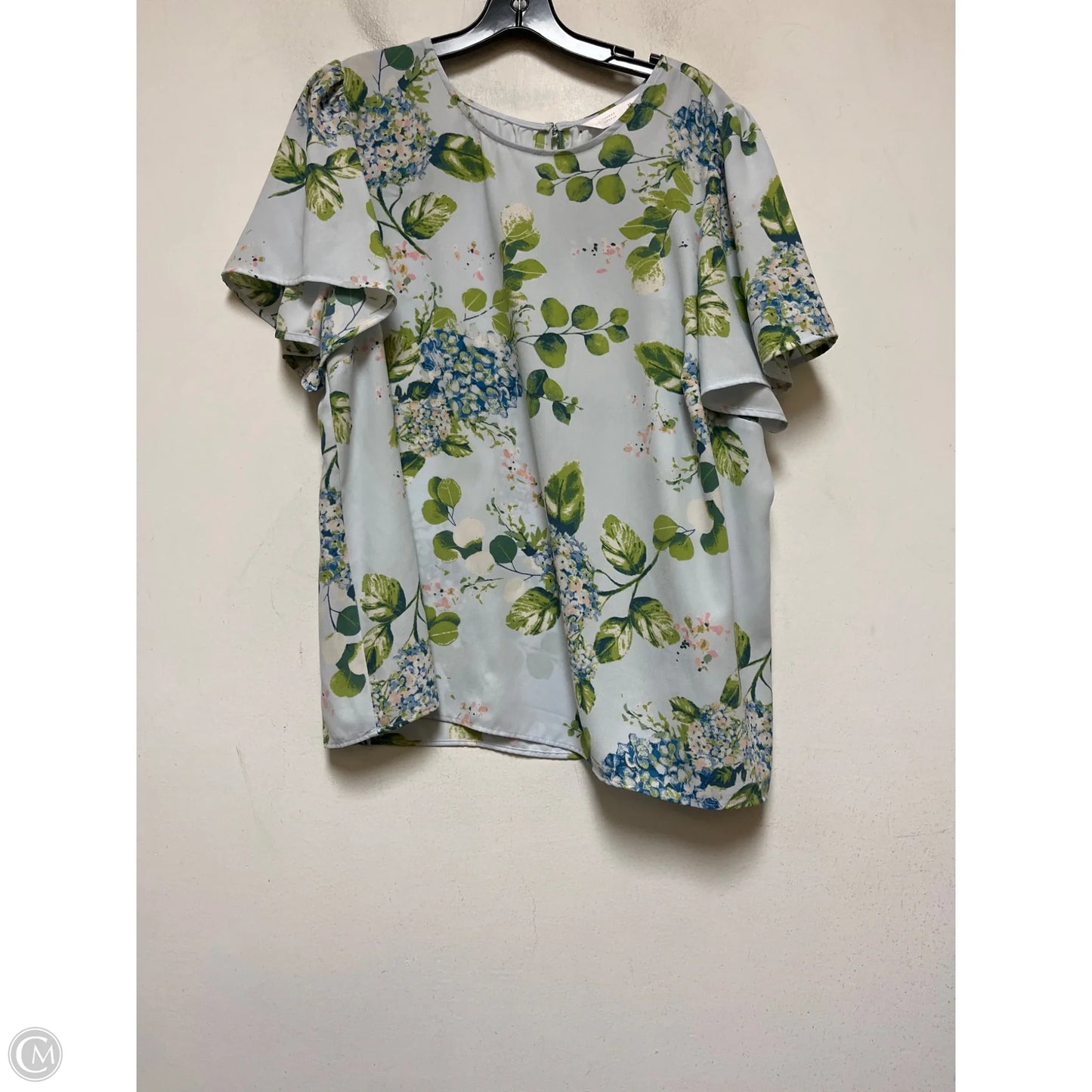 Top Short Sleeve By Lc Lauren Conrad In Blue & Green, Size: 2x