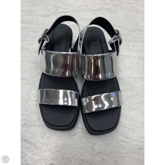 Sandals Heels Block By Aerosoles In Silver, Size: 6