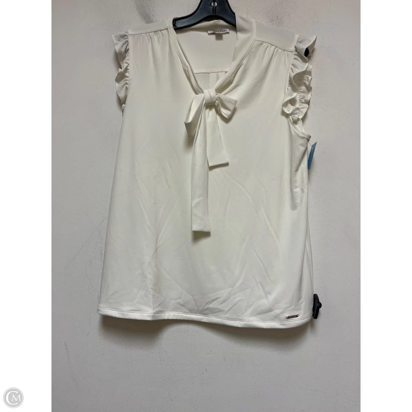 Top Short Sleeve By Calvin Klein In Cream, Size: L