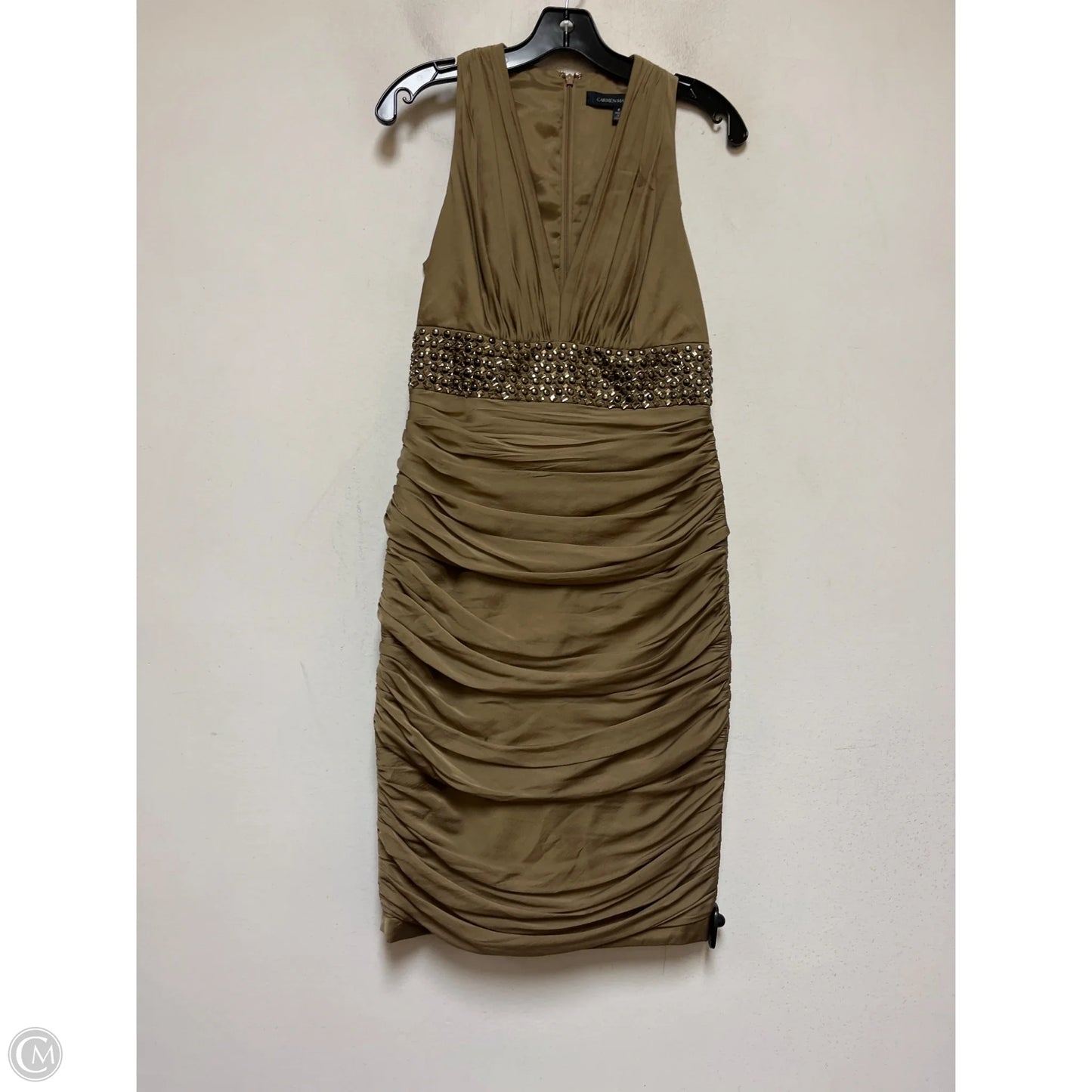 Dress Casual Midi By Carmen Marc Valvo In Gold, Size: S