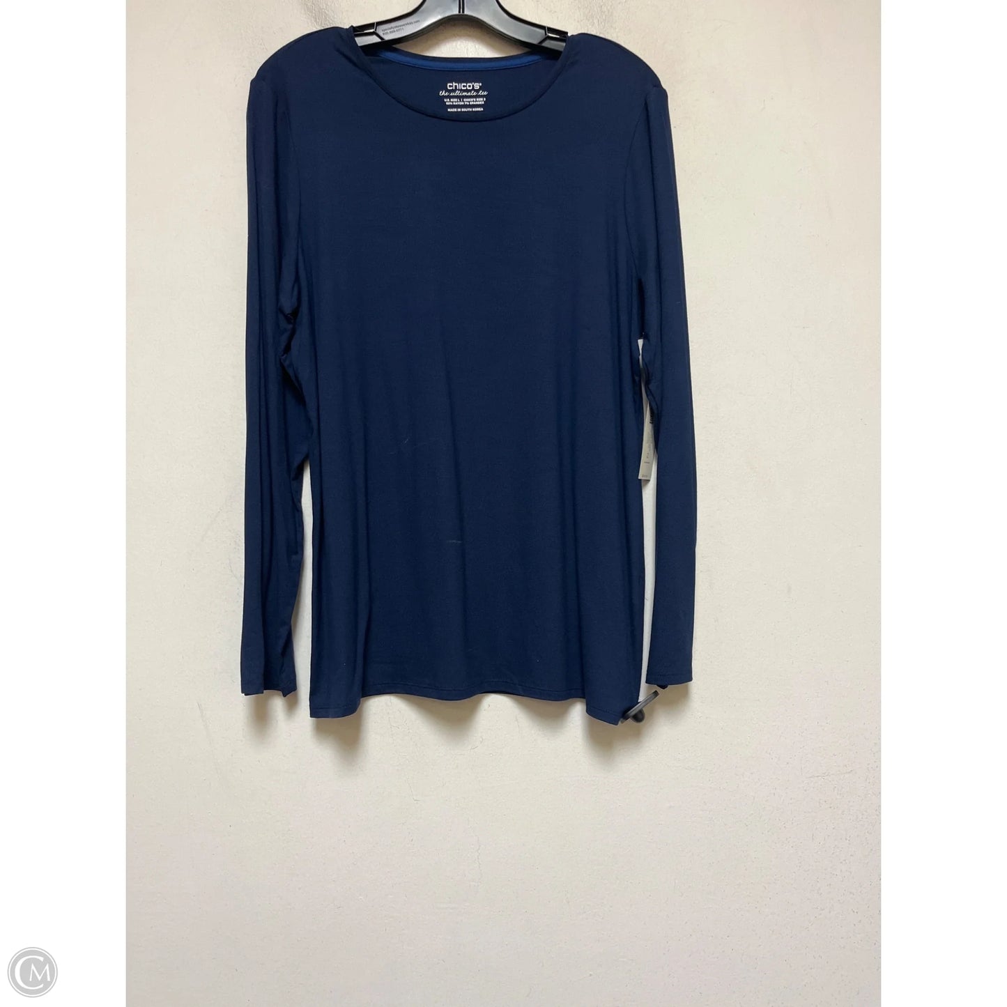 Top Long Sleeve By Chicos In Navy, Size: L