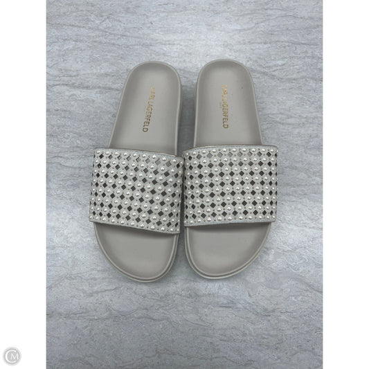 Sandals Designer By Karl Lagerfeld In Grey, Size: 8.5