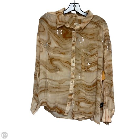 Top Long Sleeve By Pilcro In Tan, Size: M