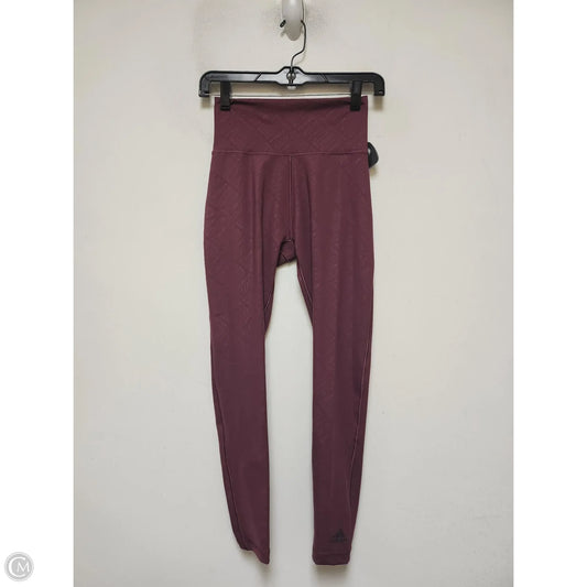 Athletic Leggings By Adidas In Maroon, Size: S