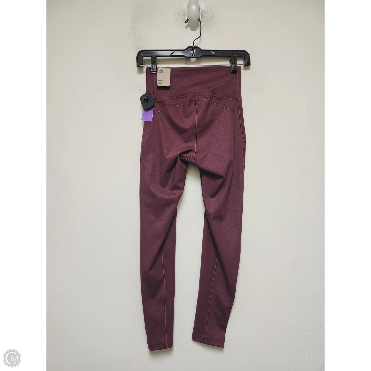Athletic Leggings By Adidas In Maroon, Size: S