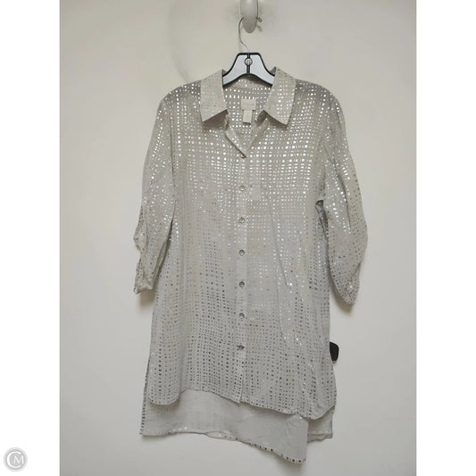 Top Short Sleeve By Chicos In Silver, Size: M