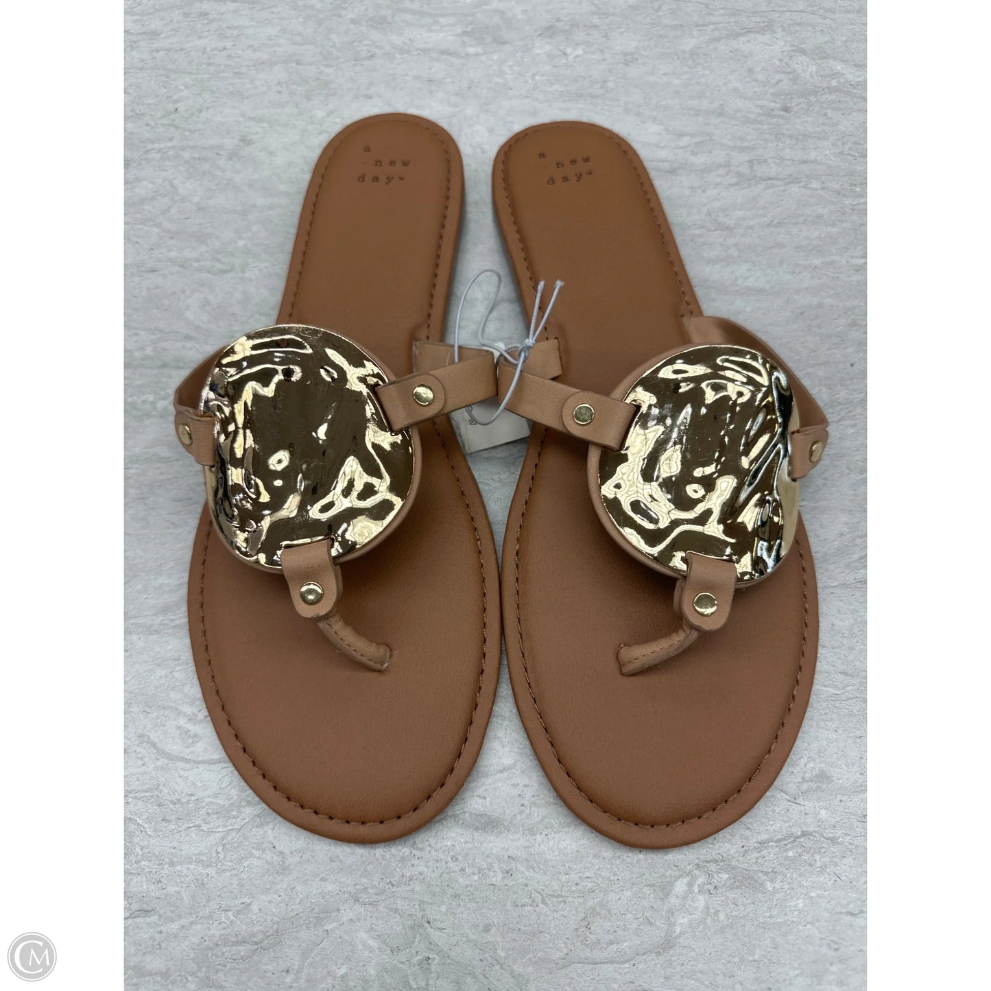 Sandals Flats By A New Day In Gold & Tan, Size: 11