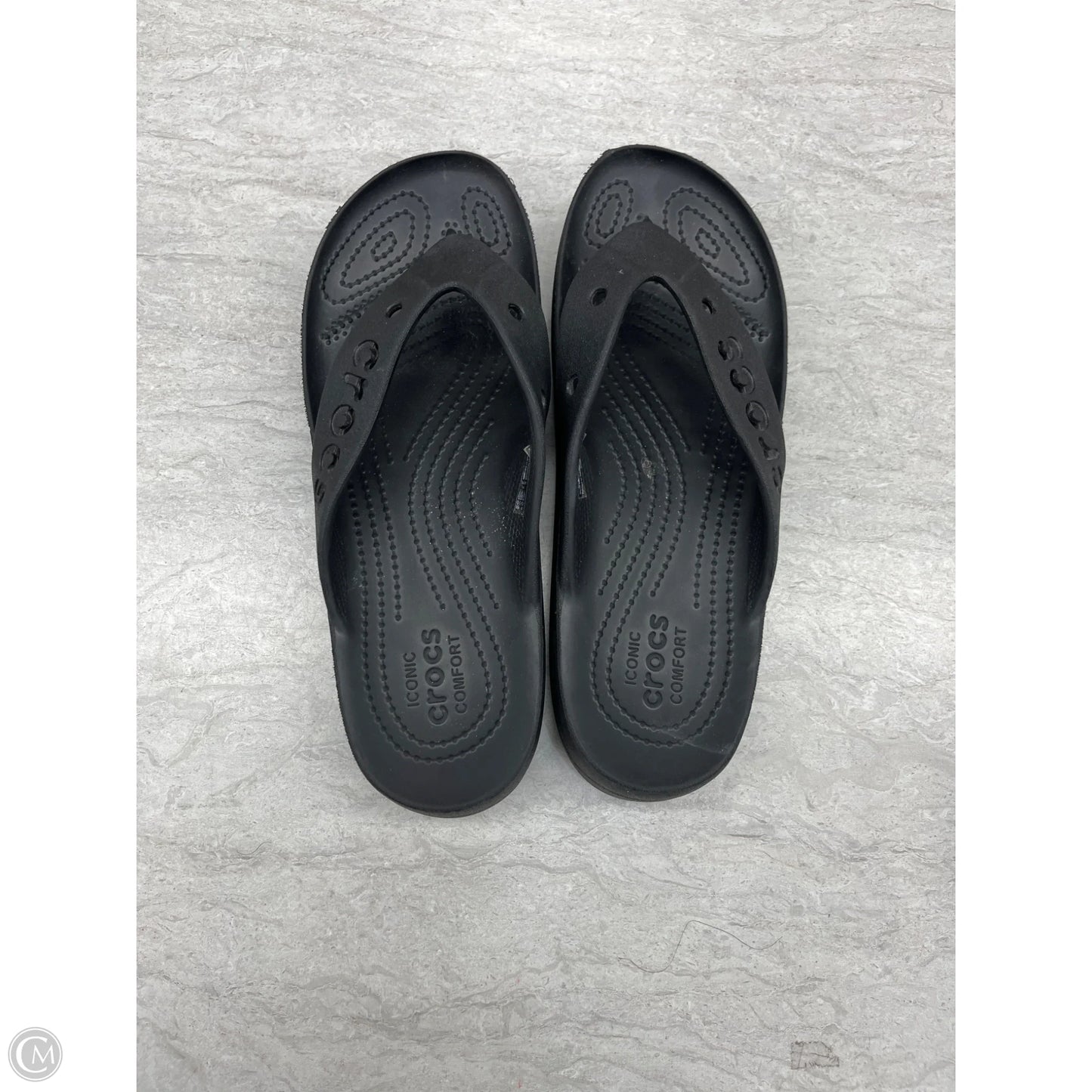 Sandals Flats By Crocs In Black, Size: 9