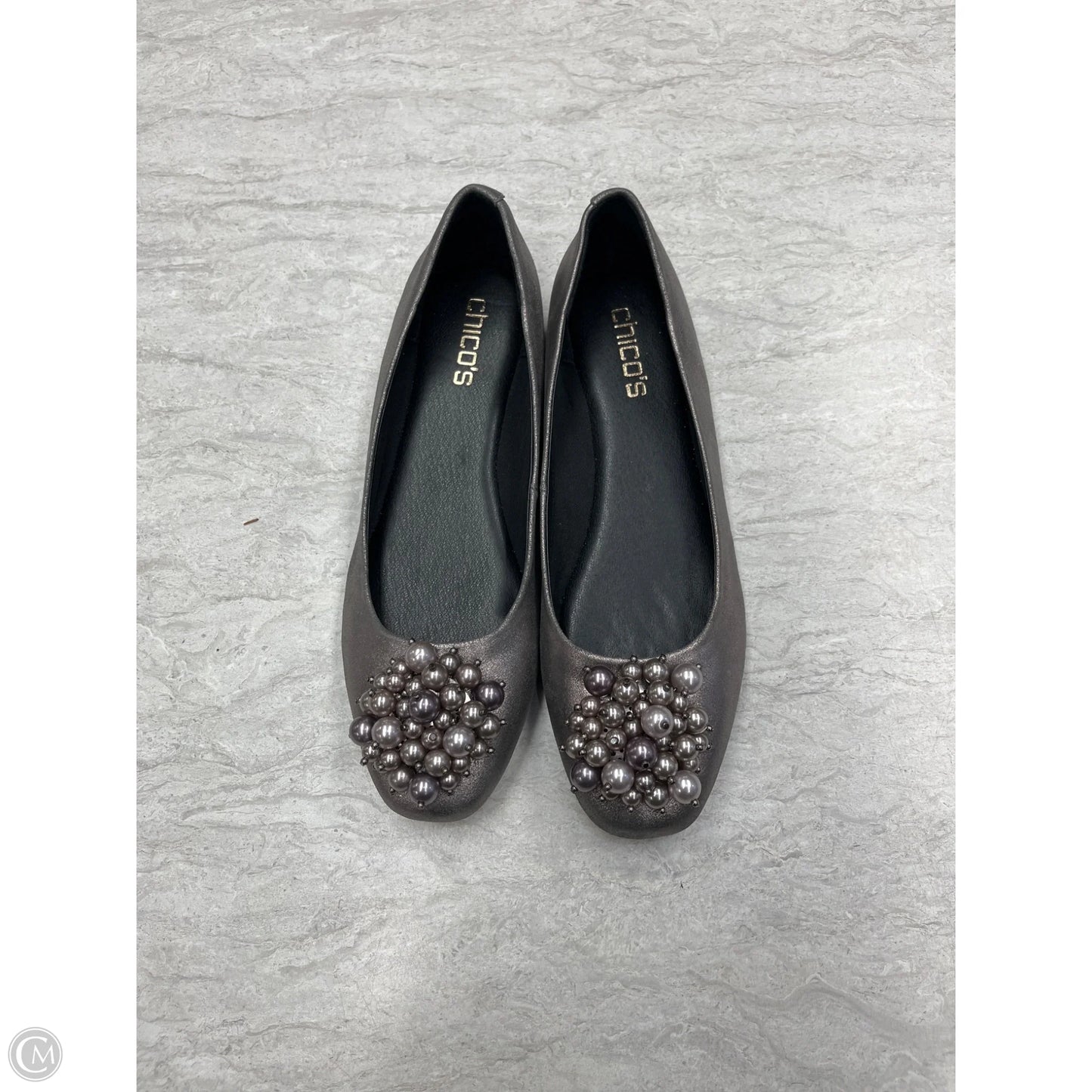 Shoes Flats By Chicos In Grey, Size: 7.5