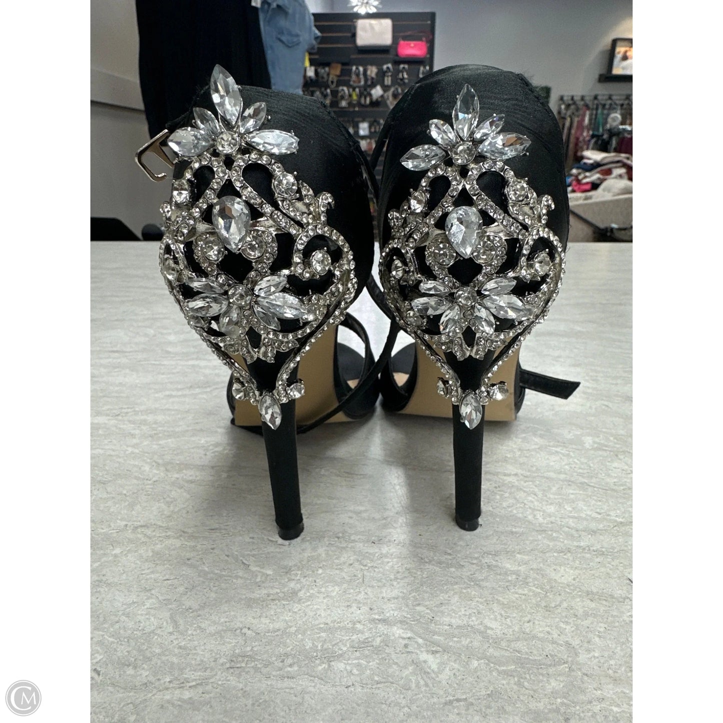 Sandals Heels Stiletto By Clothes Mentor In Black & Silver, Size: 9