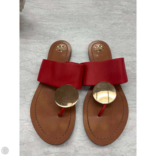 Sandals Designer By Tory Burch In Gold & Red, Size: 9