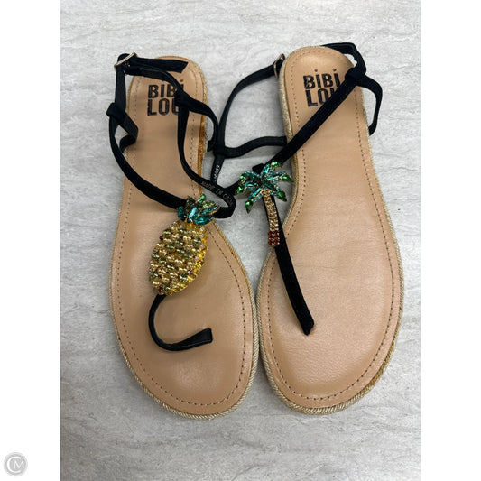 Sandals Flats By Clothes Mentor In Black, Size: 9