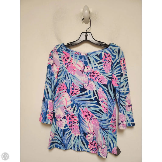 Top Short Sleeve Designer By Lilly Pulitzer In Blue & Pink, Size: Xs