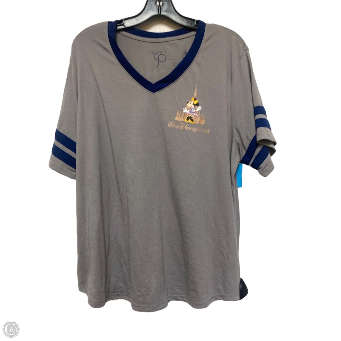 Top Short Sleeve Basic By Disney In Blue & Grey, Size: 1x