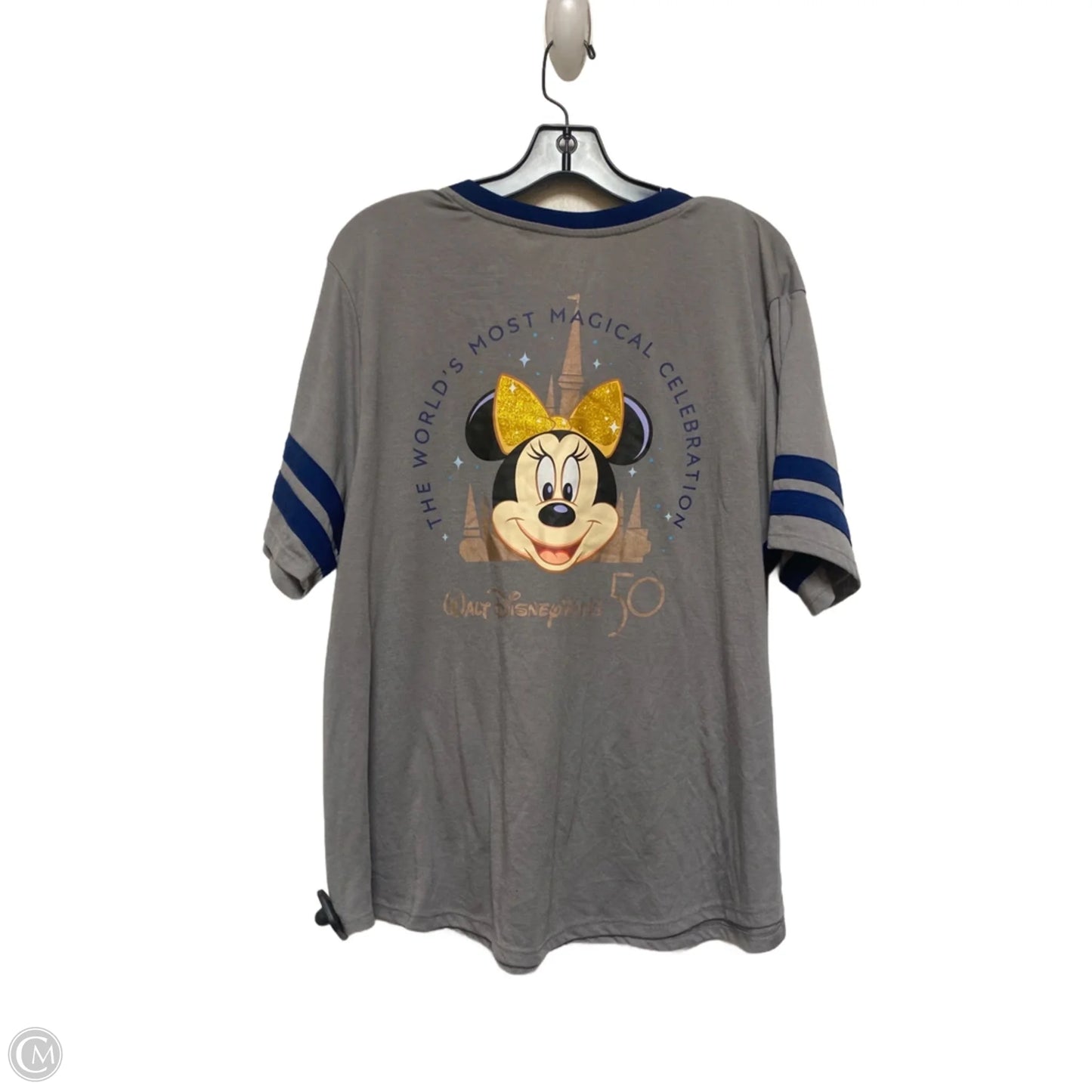 Top Short Sleeve Basic By Disney In Blue & Grey, Size: 1x