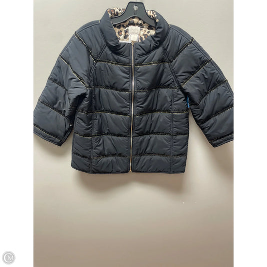 Jacket Puffer & Quilted By Chicos In Black & Gold, Size: M