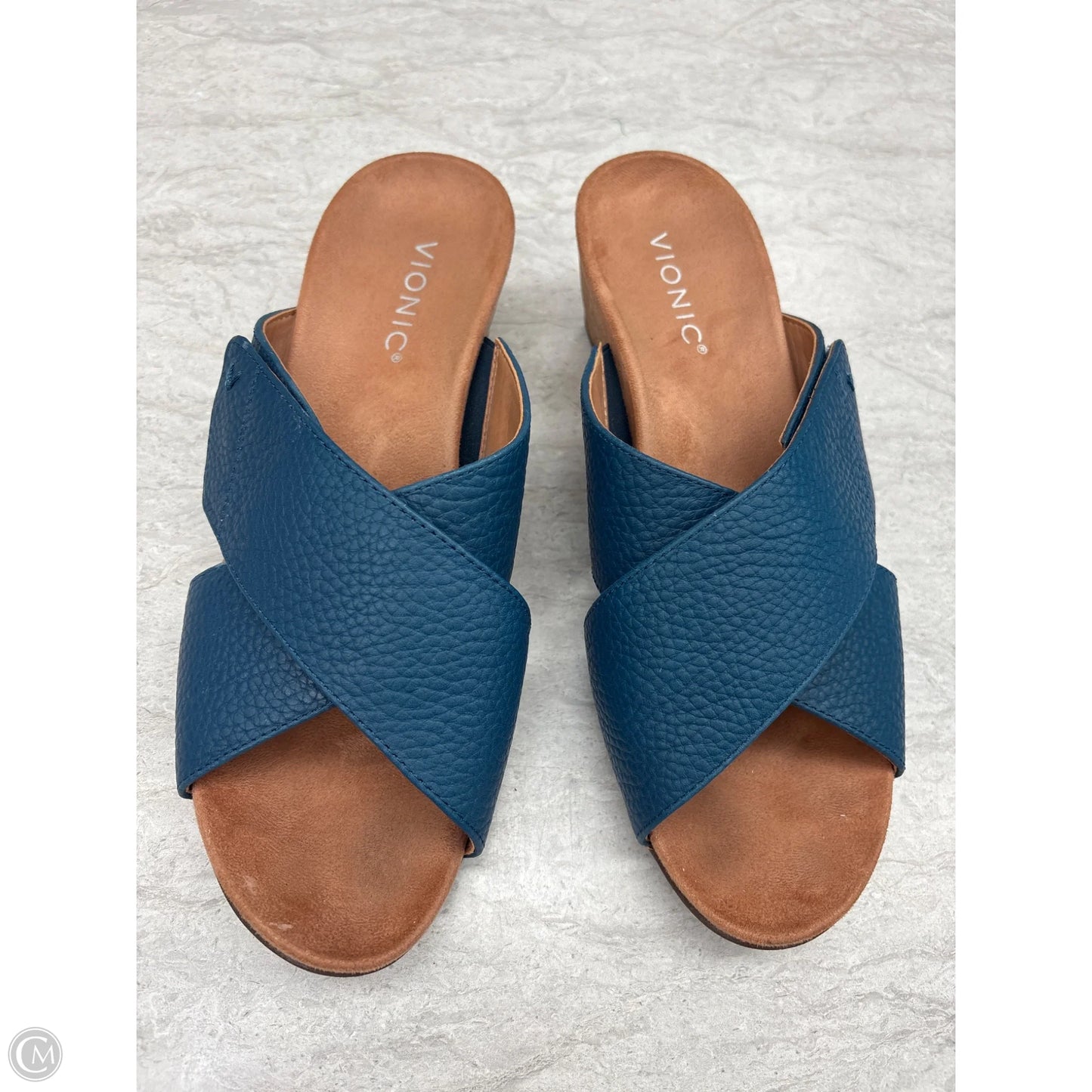 Sandals Heels Wedge By Vionic In Blue, Size: 9.5