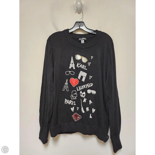Top Long Sleeve Designer By Karl Lagerfeld In Black, Size: Xl