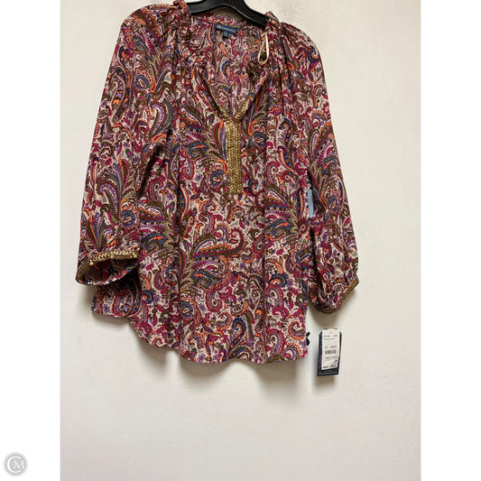 Top Long Sleeve By Democracy In Paisley Print, Size: 2x