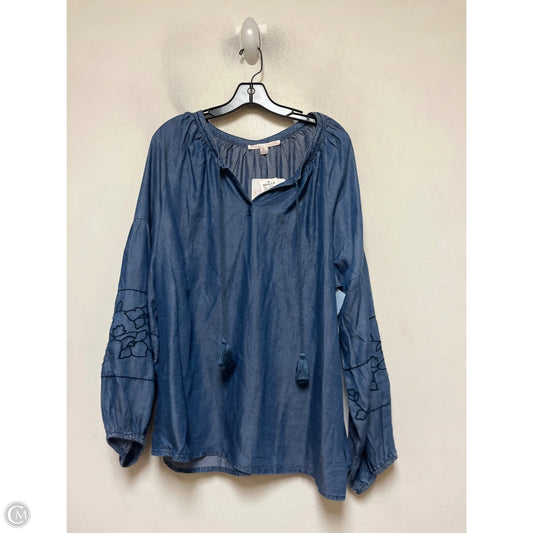 Top Long Sleeve By Clothes Mentor In Blue Denim, Size: Xl