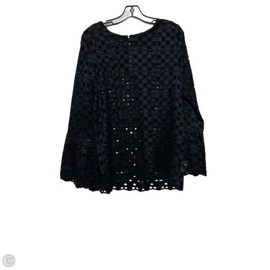 Top Long Sleeve By Ann Taylor In Black & Blue, Size: L