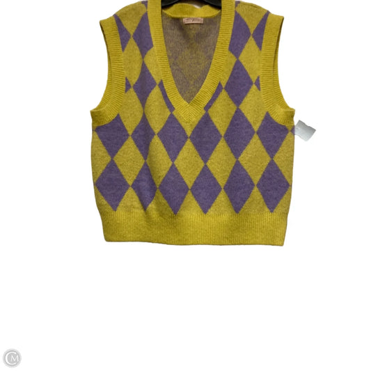 Vest Sweater By Ces Femme In Purple & Yellow, Size: S