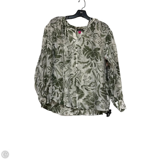 Top Long Sleeve By Vince Camuto In Green & White, Size: Xs