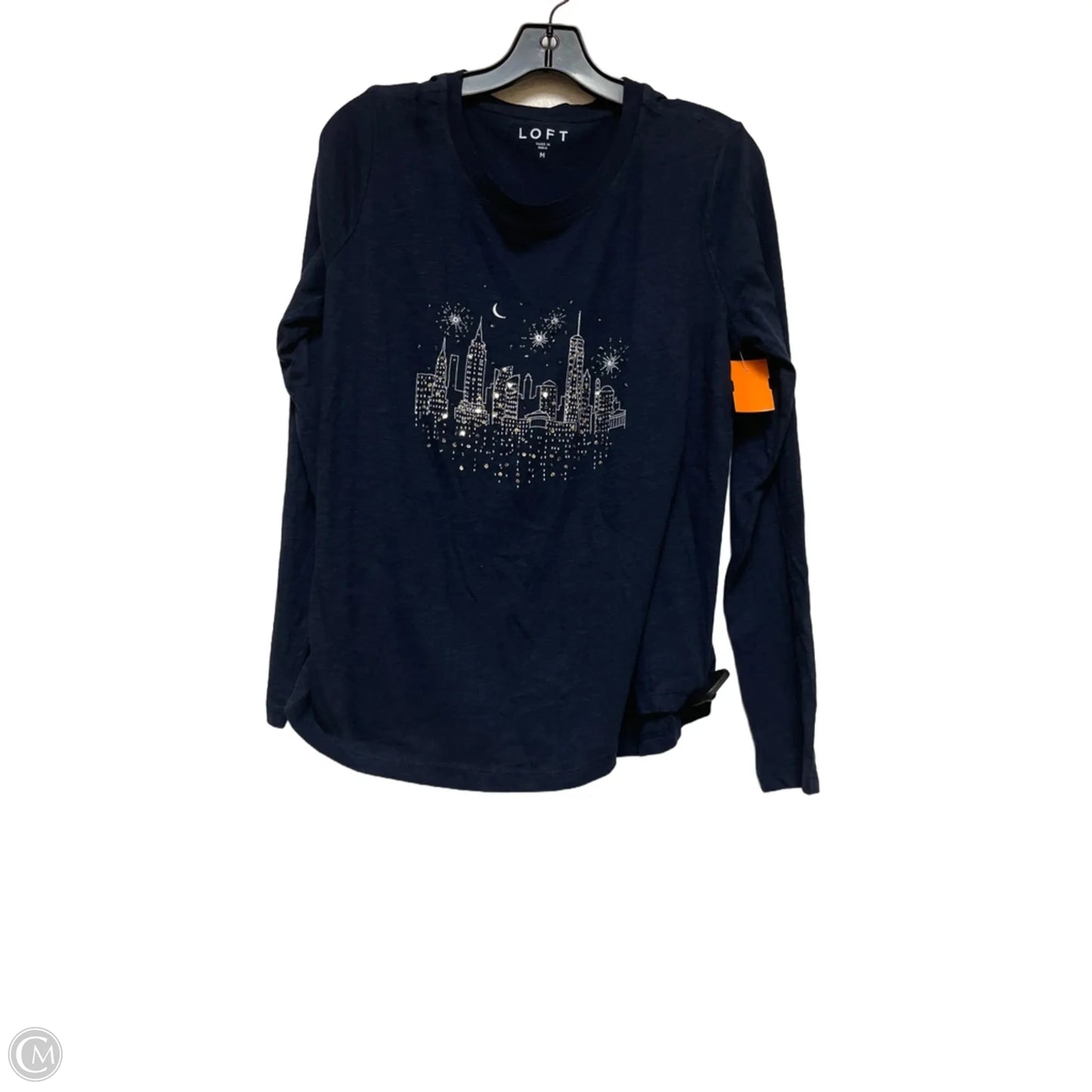 Top Long Sleeve Basic By Loft In Navy, Size: M